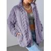 imageDokotoo Winter Fleece Jacket for Women Zipper Up Zip Up Stand Collar with Pockets CoatsOrchid Petal