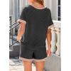 imageDokotoo Womens 2 Piece Outfits Loungewear Colorblock Short Sleeve Womens Tops Elastic Waist Shorts Ribbed Knited SetsBlack White