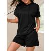 imageDokotoo Womens 2 Piece Outfits Summer Sweatsuit Short Sleeve Drawstring Hoodies and Lounge Sets With PocketBlack