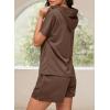 imageDokotoo Womens 2 Piece Outfits Summer Sweatsuit Short Sleeve Drawstring Hoodies and Lounge Sets With PocketCoffee