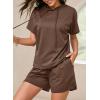 imageDokotoo Womens 2 Piece Outfits Summer Sweatsuit Short Sleeve Drawstring Hoodies and Lounge Sets With PocketCoffee