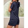 imageDokotoo Womens 2 Piece Outfits Summer Sweatsuit Short Sleeve Drawstring Hoodies and Lounge Sets With PocketDirty Blue