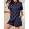 imageDokotoo Womens 2 Piece Outfits Summer Sweatsuit Short Sleeve Drawstring Hoodies and Lounge Sets With PocketDirty Blue