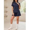 imageDokotoo Womens 2 Piece Outfits Summer Sweatsuit Short Sleeve Drawstring Hoodies and Lounge Sets With PocketDirty Blue
