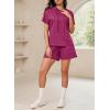 imageDokotoo Womens 2 Piece Outfits Summer Sweatsuit Short Sleeve Drawstring Hoodies and Lounge Sets With PocketRose Red