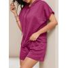 imageDokotoo Womens 2 Piece Outfits Summer Sweatsuit Short Sleeve Drawstring Hoodies and Lounge Sets With PocketRose Red