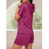 imageDokotoo Womens 2 Piece Outfits Summer Sweatsuit Short Sleeve Drawstring Hoodies and Lounge Sets With PocketRose Red