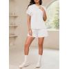 imageDokotoo Womens 2 Piece Outfits Summer Sweatsuit Short Sleeve Drawstring Hoodies and Lounge Sets With PocketWhite