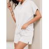 imageDokotoo Womens 2 Piece Outfits Summer Sweatsuit Short Sleeve Drawstring Hoodies and Lounge Sets With PocketWhite