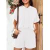 imageDokotoo Womens 2 Piece Outfits Summer Sweatsuit Short Sleeve Drawstring Hoodies and Lounge Sets With PocketWhite