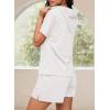 imageDokotoo Womens 2 Piece Outfits Summer Sweatsuit Short Sleeve Drawstring Hoodies and Lounge Sets With PocketWhite