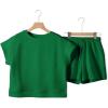 imageDokotoo Womens 2 Piece Outfits Sweatsuit Casual Short Sleeve Pullover Tops and Drawstring Shorts Pants Lounge SetsAdark Green