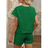 imageDokotoo Womens 2 Piece Outfits Sweatsuit Casual Short Sleeve Pullover Tops and Drawstring Shorts Pants Lounge SetsAdark Green