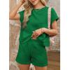 imageDokotoo Womens 2 Piece Outfits Sweatsuit Casual Short Sleeve Pullover Tops and Drawstring Shorts Pants Lounge SetsAdark Green