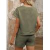 imageDokotoo Womens 2 Piece Outfits Sweatsuit Casual Short Sleeve Pullover Tops and Drawstring Shorts Pants Lounge SetsAmoss Green