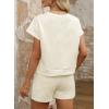 imageDokotoo Womens 2 Piece Outfits Sweatsuit Casual Short Sleeve Pullover Tops and Drawstring Shorts Pants Lounge SetsApricot