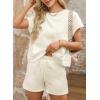 imageDokotoo Womens 2 Piece Outfits Sweatsuit Casual Short Sleeve Pullover Tops and Drawstring Shorts Pants Lounge SetsApricot