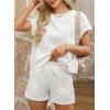 imageDokotoo Womens 2 Piece Outfits Sweatsuit Casual Short Sleeve Pullover Tops and Drawstring Shorts Pants Lounge SetsAwhite