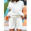 imageDokotoo Womens 2 Piece Outfits Sweatsuit Casual Short Sleeve Pullover Tops and Drawstring Shorts Pants Lounge SetsAwhite