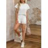 imageDokotoo Womens 2 Piece Outfits Sweatsuit Casual Short Sleeve Pullover Tops and Drawstring Shorts Pants Lounge SetsAwhite