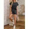 imageDokotoo Womens 2 Piece Outfits Sweatsuit Casual Short Sleeve Pullover Tops and Drawstring Shorts Pants Lounge SetsBlack