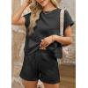 imageDokotoo Womens 2 Piece Outfits Sweatsuit Casual Short Sleeve Pullover Tops and Drawstring Shorts Pants Lounge SetsBlack