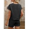 imageDokotoo Womens 2 Piece Outfits Sweatsuit Casual Short Sleeve Pullover Tops and Drawstring Shorts Pants Lounge SetsBlack