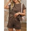 imageDokotoo Womens 2 Piece Outfits Sweatsuit Casual Short Sleeve Pullover Tops and Drawstring Shorts Pants Lounge SetsCoffee