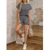 imageDokotoo Womens 2 Piece Outfits Sweatsuit Casual Short Sleeve Pullover Tops and Drawstring Shorts Pants Lounge SetsDark Grey