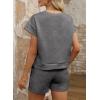 imageDokotoo Womens 2 Piece Outfits Sweatsuit Casual Short Sleeve Pullover Tops and Drawstring Shorts Pants Lounge SetsDark Grey