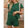 imageDokotoo Womens 2 Piece Outfits Sweatsuit Casual Short Sleeve Pullover Tops and Drawstring Shorts Pants Lounge SetsEvergreen