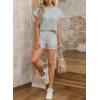imageDokotoo Womens 2 Piece Outfits Sweatsuit Casual Short Sleeve Pullover Tops and Drawstring Shorts Pants Lounge SetsLight Grey