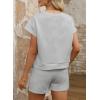 imageDokotoo Womens 2 Piece Outfits Sweatsuit Casual Short Sleeve Pullover Tops and Drawstring Shorts Pants Lounge SetsLight Grey
