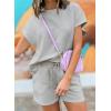 imageDokotoo Womens 2 Piece Outfits Sweatsuit Casual Short Sleeve Pullover Tops and Drawstring Shorts Pants Lounge SetsLight Grey