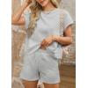 imageDokotoo Womens 2 Piece Outfits Sweatsuit Casual Short Sleeve Pullover Tops and Drawstring Shorts Pants Lounge SetsLight Grey