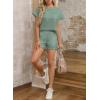 imageDokotoo Womens 2 Piece Outfits Sweatsuit Casual Short Sleeve Pullover Tops and Drawstring Shorts Pants Lounge SetsMineral Blue