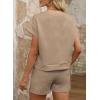 imageDokotoo Womens 2 Piece Outfits Sweatsuit Casual Short Sleeve Pullover Tops and Drawstring Shorts Pants Lounge SetsPale Khaki