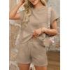 imageDokotoo Womens 2 Piece Outfits Sweatsuit Casual Short Sleeve Pullover Tops and Drawstring Shorts Pants Lounge SetsPale Khaki