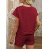 imageDokotoo Womens 2 Piece Outfits Sweatsuit Casual Short Sleeve Pullover Tops and Drawstring Shorts Pants Lounge SetsRed Dahlia