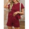 imageDokotoo Womens 2 Piece Outfits Sweatsuit Casual Short Sleeve Pullover Tops and Drawstring Shorts Pants Lounge SetsRed Dahlia