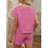 imageDokotoo Womens 2 Piece Outfits Sweatsuit Casual Short Sleeve Pullover Tops and Drawstring Shorts Pants Lounge SetsRose Red