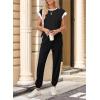 imageDokotoo Womens 2 Piece Outfits Sweatsuit Colorblock Comfy Lounge Sets Knit Short Sleeve Jogger Sweatpants TracksuitsBlack
