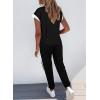 imageDokotoo Womens 2 Piece Outfits Sweatsuit Colorblock Comfy Lounge Sets Knit Short Sleeve Jogger Sweatpants TracksuitsBlack