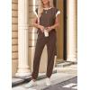 imageDokotoo Womens 2 Piece Outfits Sweatsuit Colorblock Comfy Lounge Sets Knit Short Sleeve Jogger Sweatpants TracksuitsCoffee