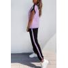 imageDokotoo Womens 2 Piece Outfits Sweatsuit Colorblock Comfy Lounge Sets Knit Short Sleeve Jogger Sweatpants TracksuitsOrchid Petal