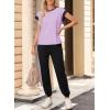 imageDokotoo Womens 2 Piece Outfits Sweatsuit Colorblock Comfy Lounge Sets Knit Short Sleeve Jogger Sweatpants TracksuitsOrchid Petal