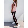 imageDokotoo Womens 2 Piece Outfits Sweatsuit Colorblock Comfy Lounge Sets Knit Short Sleeve Jogger Sweatpants TracksuitsPink