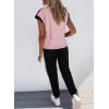 imageDokotoo Womens 2 Piece Outfits Sweatsuit Colorblock Comfy Lounge Sets Knit Short Sleeve Jogger Sweatpants TracksuitsPink