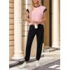 imageDokotoo Womens 2 Piece Outfits Sweatsuit Colorblock Comfy Lounge Sets Knit Short Sleeve Jogger Sweatpants TracksuitsPink