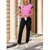 imageDokotoo Womens 2 Piece Outfits Sweatsuit Colorblock Comfy Lounge Sets Knit Short Sleeve Jogger Sweatpants TracksuitsRose Red